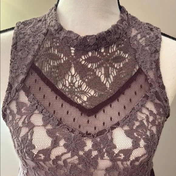 Free People Purple Sleeveless Lace Blouse - Picture 2 of 7